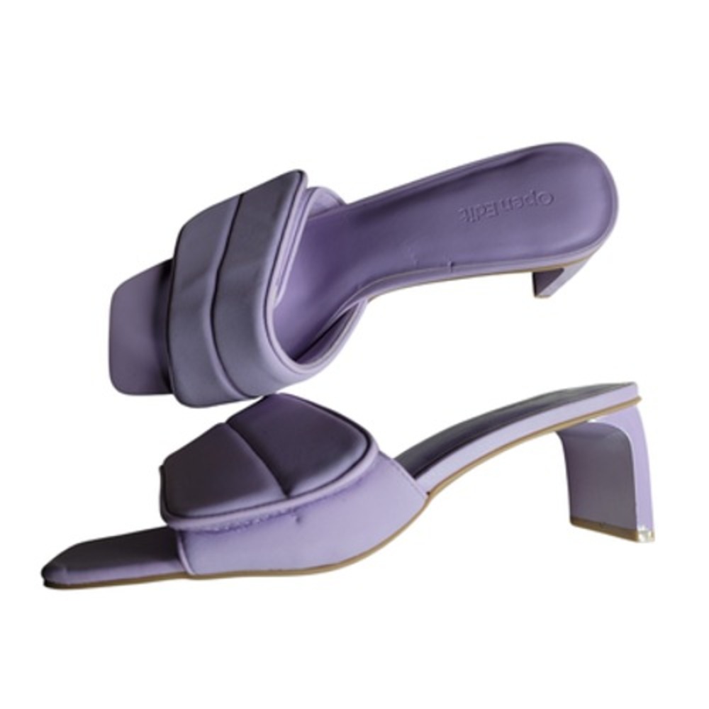 Open Edit Lilac Purple Padded Slipper Slide Block Heel Sandals 8.5